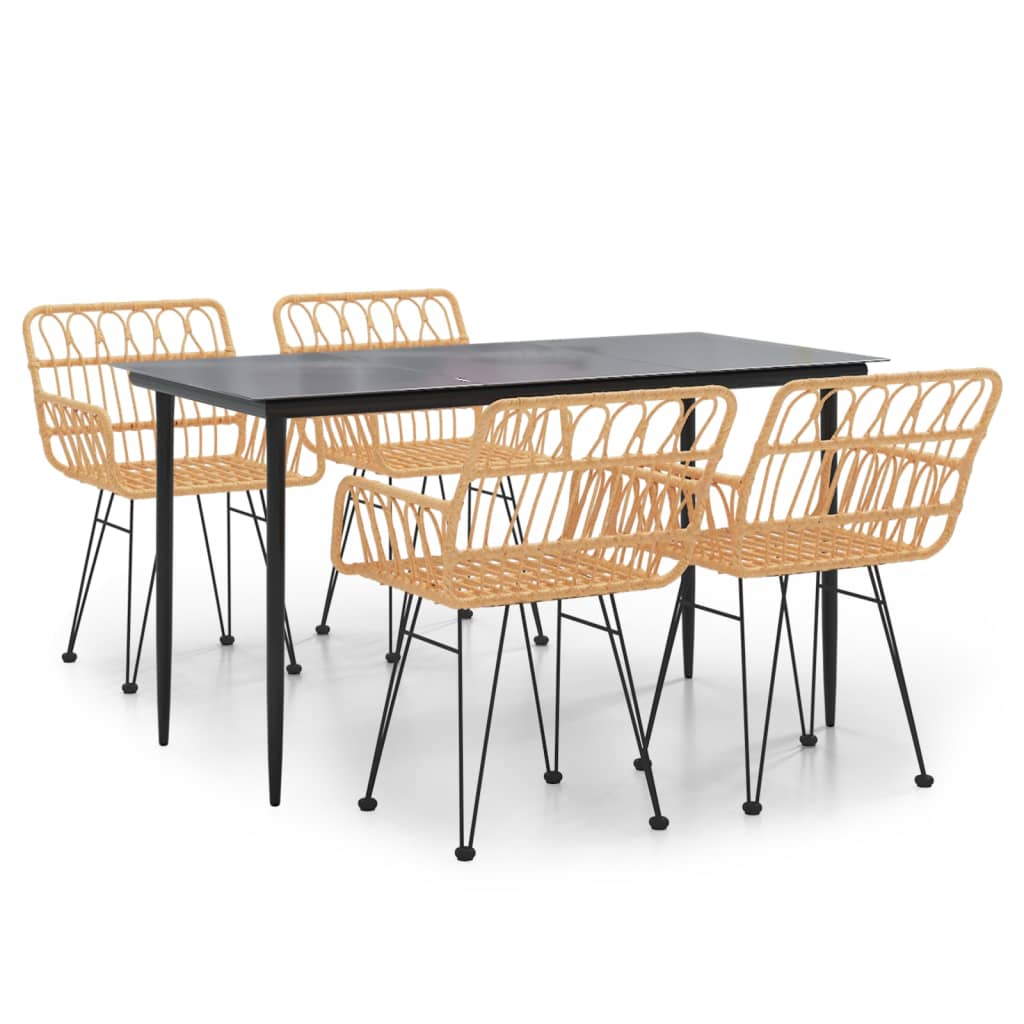 Garden Dining Set Black Steel Medium Durable Garden Dining Set