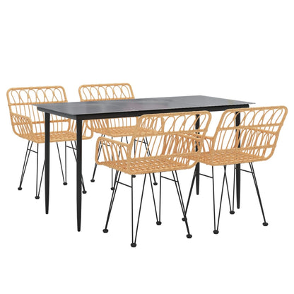 Garden Dining Set Black Steel Medium Durable Garden Dining Set