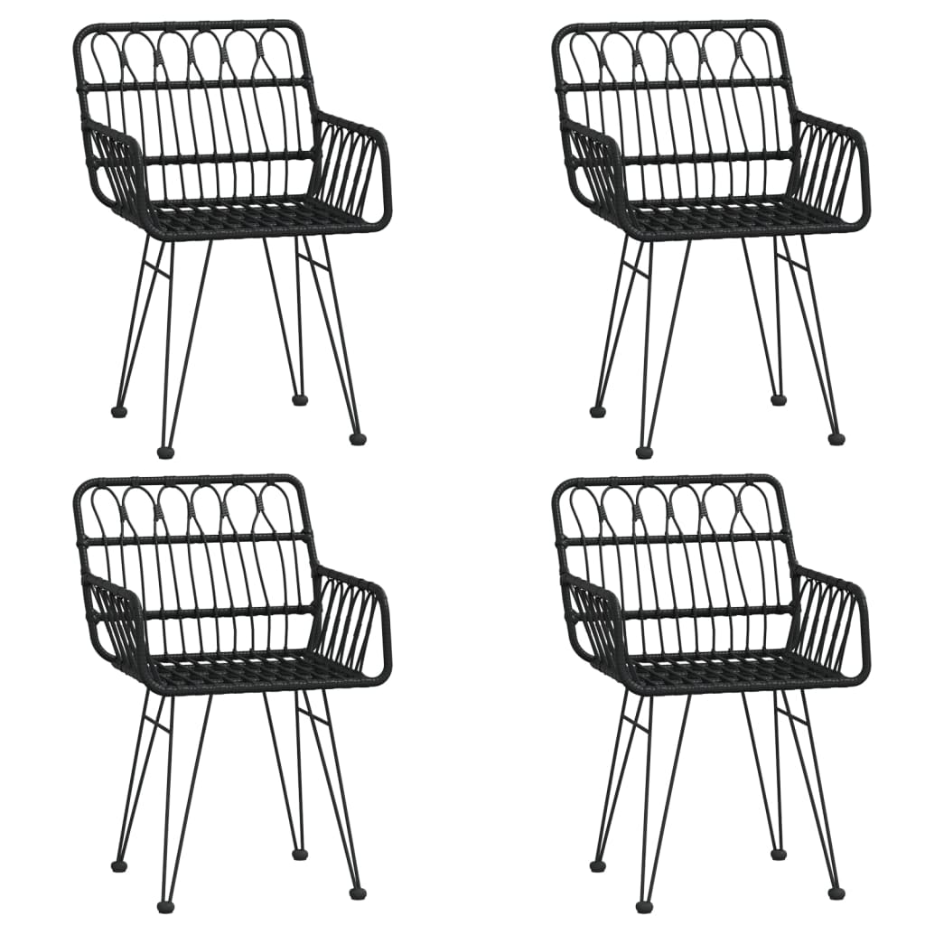 Garden Dining Set Black Poly Rattan Standard Durable