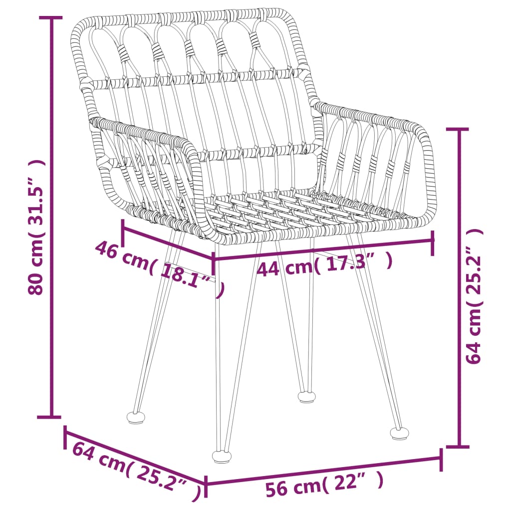 Garden Dining Set Black