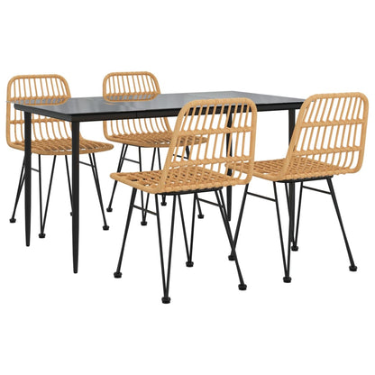 Garden Dining Set Black Poly Rattan Medium Durable