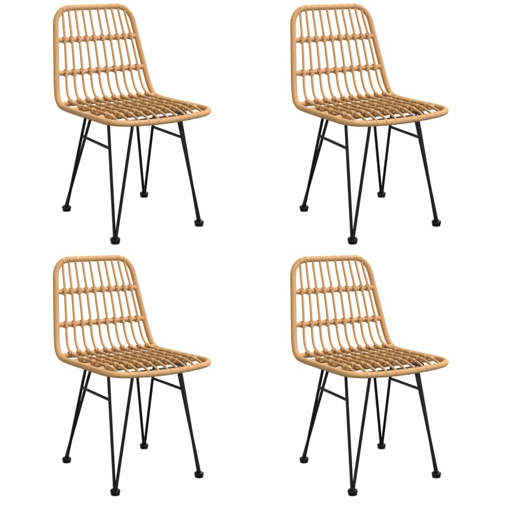 Garden Dining Set Black Poly Rattan Medium Durable