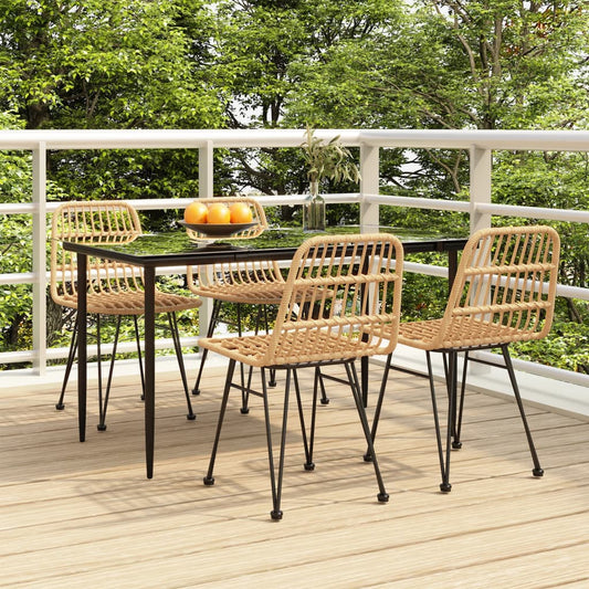 Garden Dining Set Black Poly Rattan Medium Durable