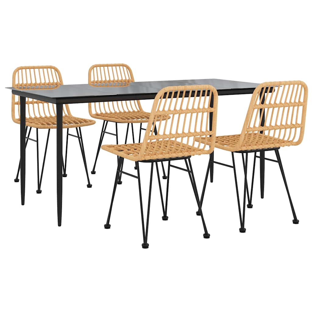 Garden Dining Set Black