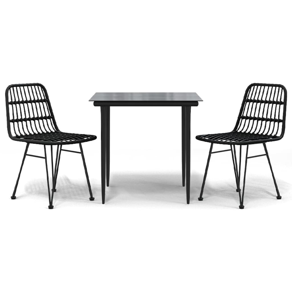 Garden Dining Set Black Poly Rattan Medium Durable