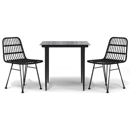 Garden Dining Set Black Poly Rattan Medium Durable