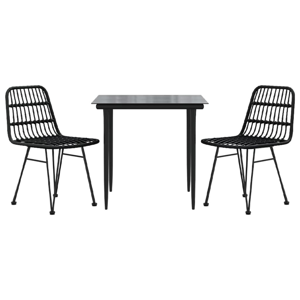 Garden Dining Set Black Poly Rattan Medium Durable