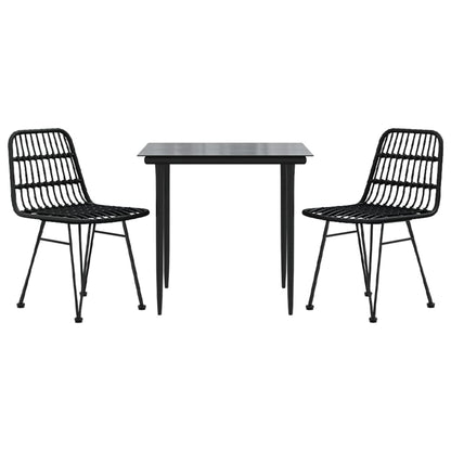 Garden Dining Set Black Poly Rattan Medium Durable