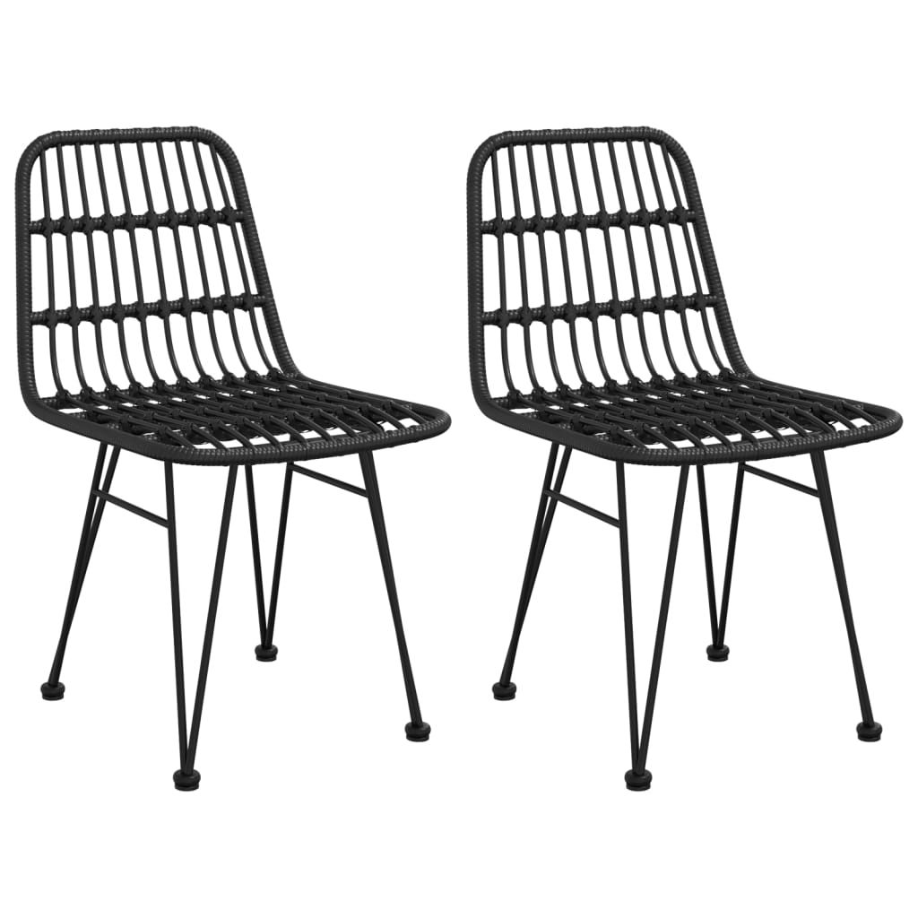 Garden Dining Set Black Poly Rattan Medium Durable