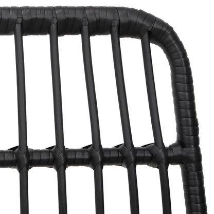 Garden Dining Set Black Poly Rattan Medium Durable