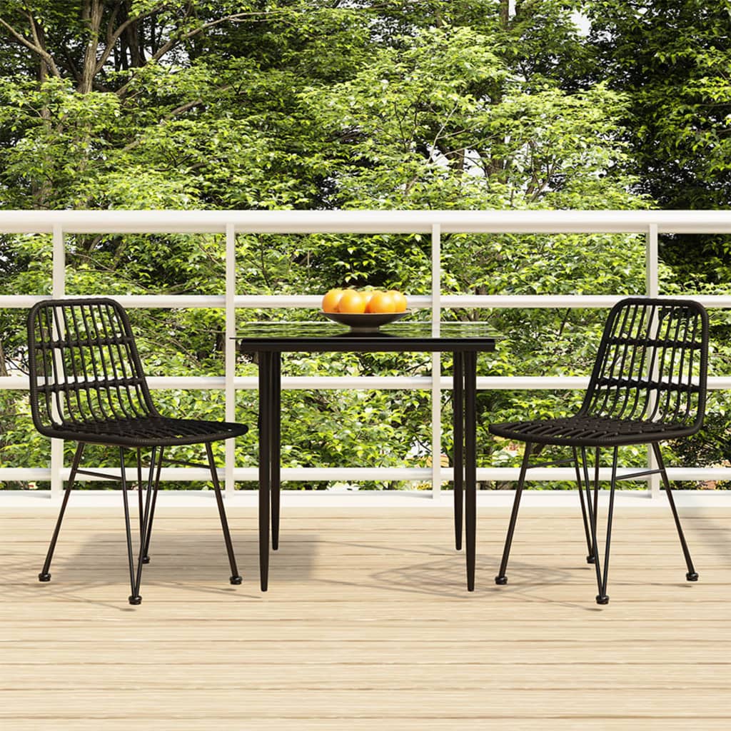 Garden Dining Set Black Poly Rattan Medium Durable