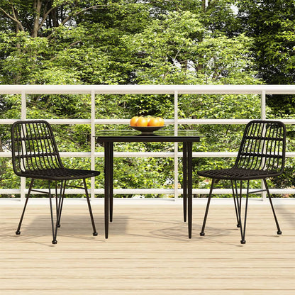 Garden Dining Set Black Poly Rattan Medium Durable