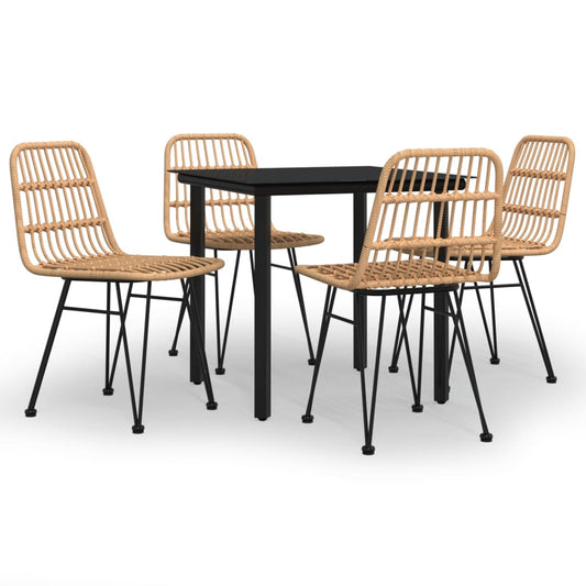 Garden Dining Set Black Poly Rattan Medium Durable