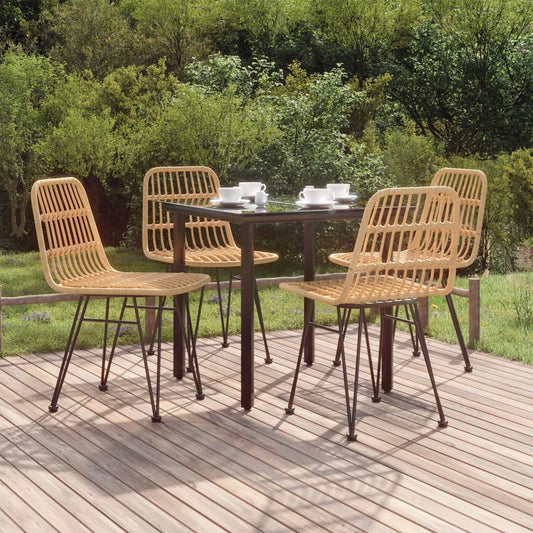Garden Dining Set Black Poly Rattan Medium Durable