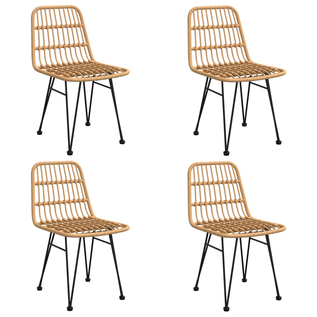 Garden Dining Set Black Steel, Poly Rattan, Tempered Glass Medium