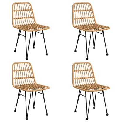 Garden Dining Set Black Steel, Poly Rattan, Tempered Glass Medium