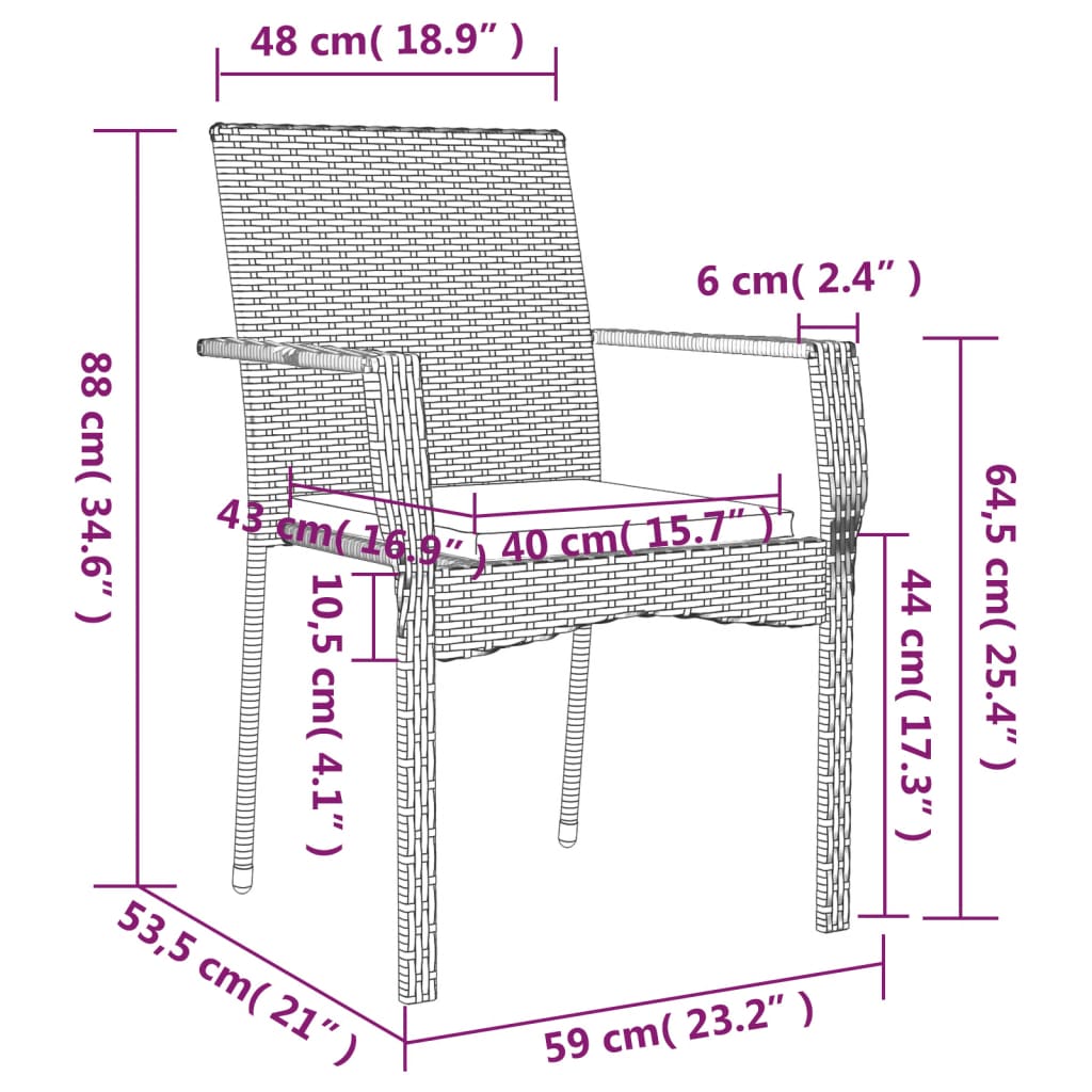 Garden Dining Set Grey PE rattan Medium Modular