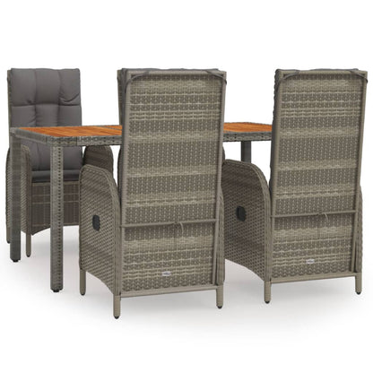 Garden Dining Set Grey PE rattan 5 Piece Set Adjustable Armrests