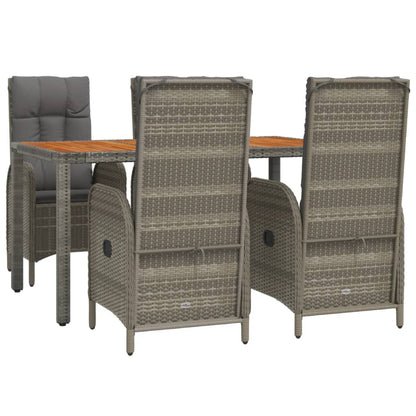 Garden Dining Set Grey PE rattan 5 Piece Set Adjustable Armrests