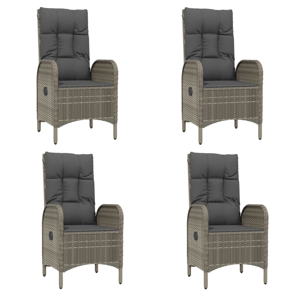 Garden Dining Set Grey PE rattan 5 Piece Set Adjustable Armrests