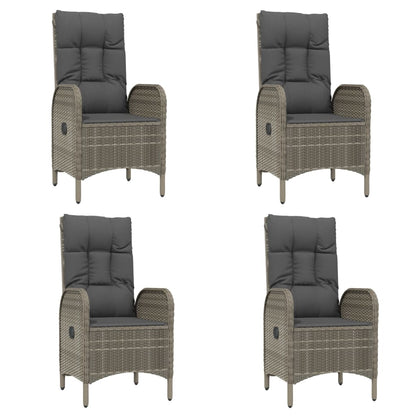 Garden Dining Set Grey PE rattan 5 Piece Set Adjustable Armrests