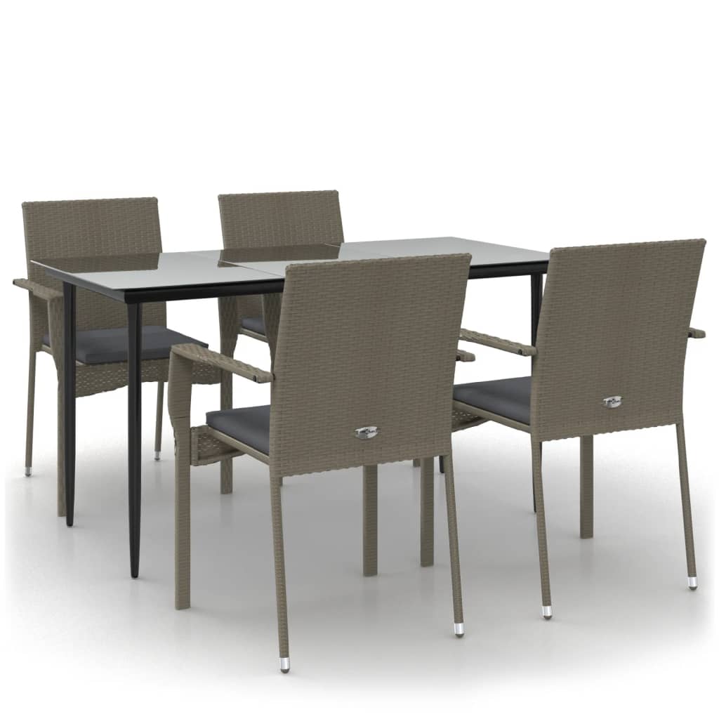 Garden Dining Set Black and gray PE rattan Large Modular