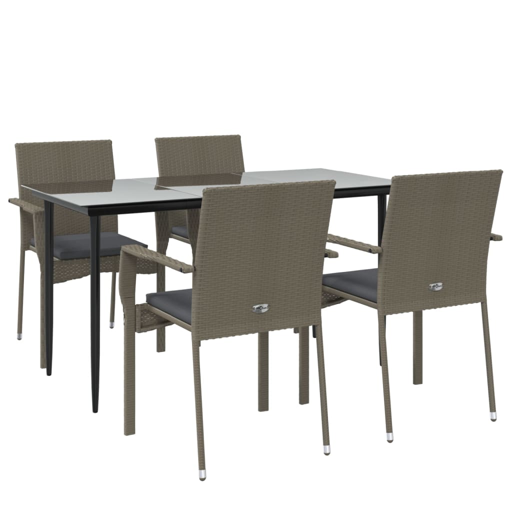 Garden Dining Set Black and gray PE rattan Large Modular