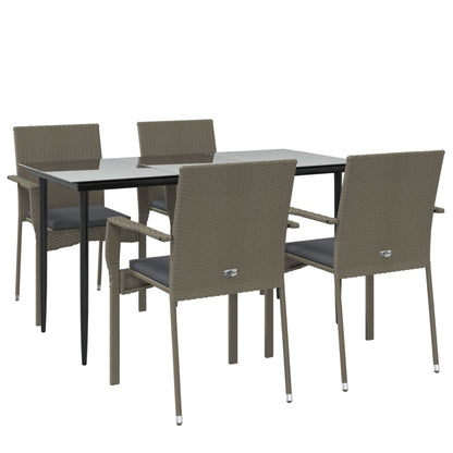 Garden Dining Set Black and gray PE rattan Large Modular