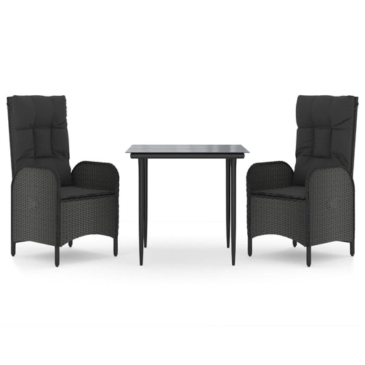 Patio Dining Set Black PE Rattan Medium Adjustable Armrests