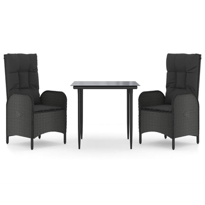 Patio Dining Set Black PE Rattan Medium Adjustable Armrests