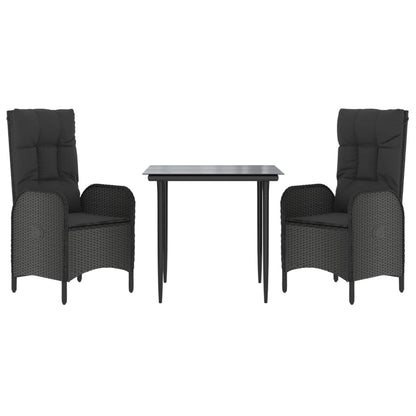 Patio Dining Set Black PE Rattan Medium Adjustable Armrests