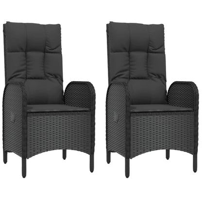 Patio Dining Set Black PE Rattan Medium Adjustable Armrests