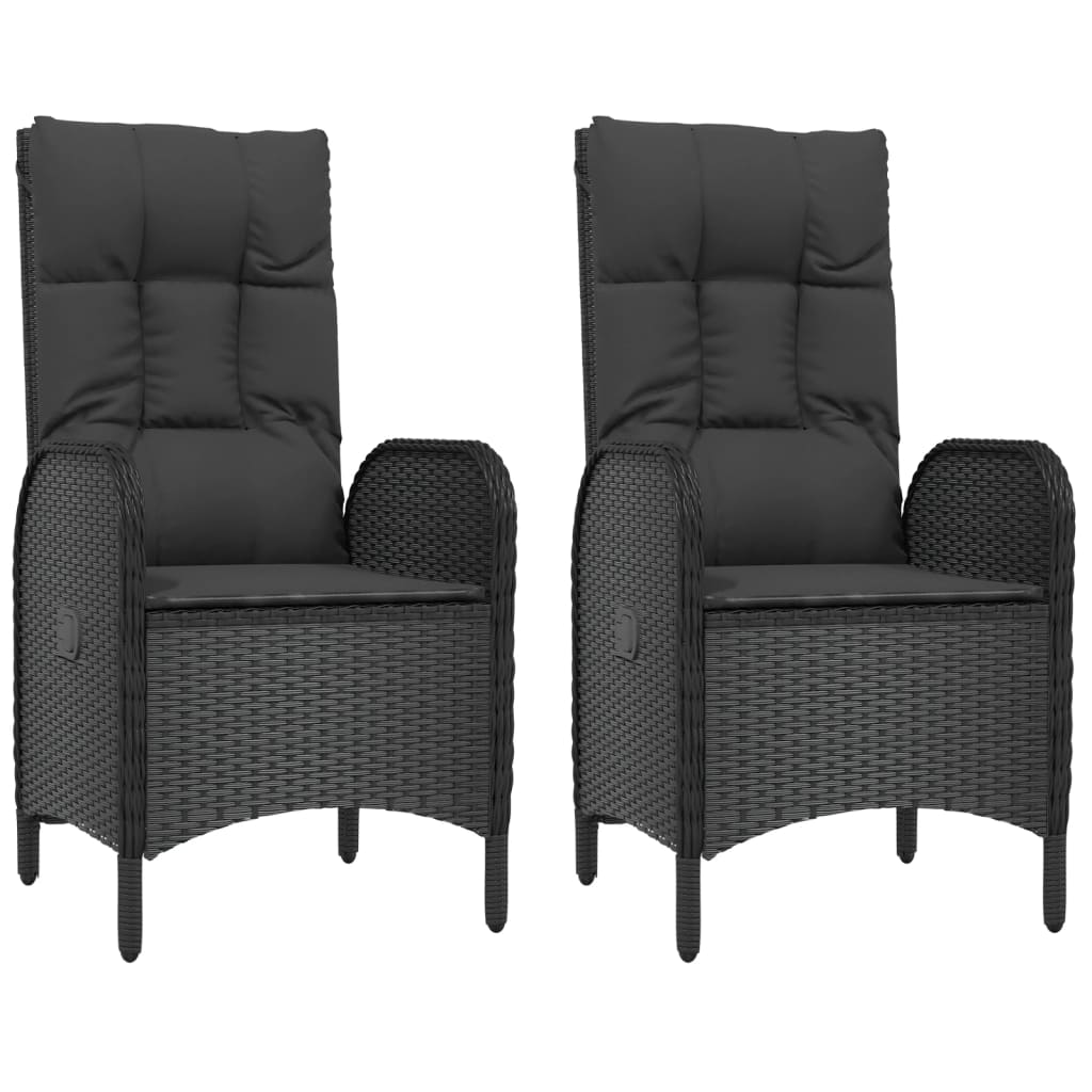Patio Dining Set Black PE Rattan Medium Adjustable Armrests