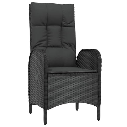 Patio Dining Set Black PE Rattan Medium Adjustable Armrests