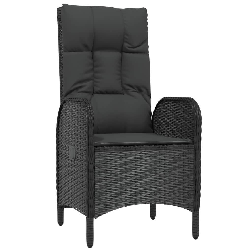 Patio Dining Set Black PE Rattan Medium Adjustable Armrests