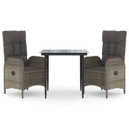 Garden Dining Set Black and grey Poly Rattan and Powder-Coated Steel
