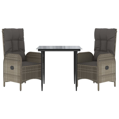 Garden Dining Set Black and grey Poly Rattan and Powder-Coated Steel