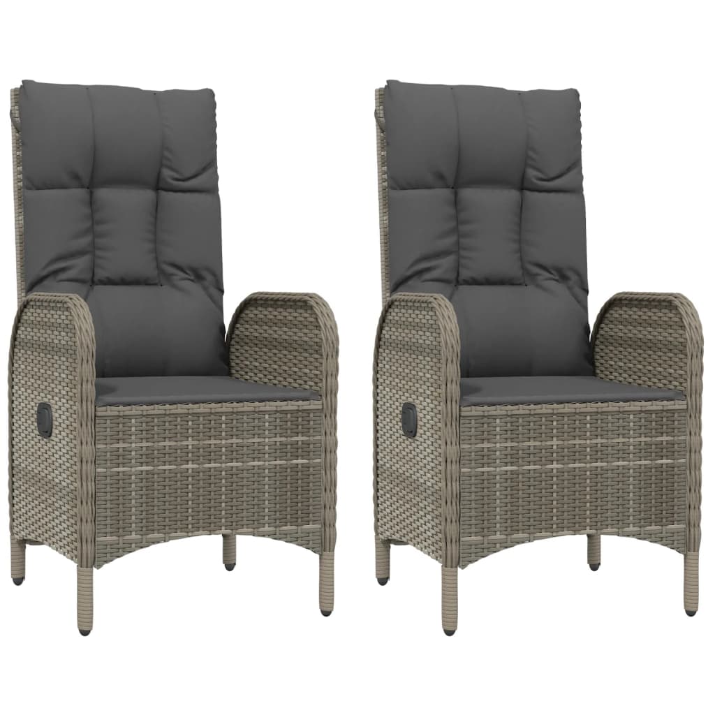 Garden Dining Set Black and grey Poly Rattan and Powder-Coated Steel