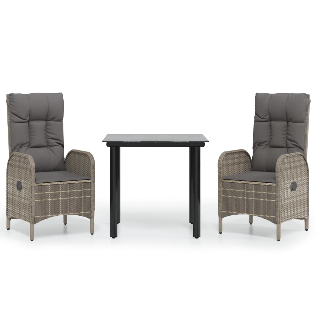 Garden Dining Set Black PE Rattan Standard Adjustable Armrests