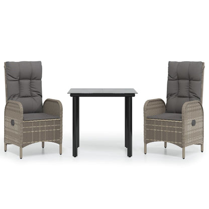 Garden Dining Set Black PE Rattan Standard Adjustable Armrests