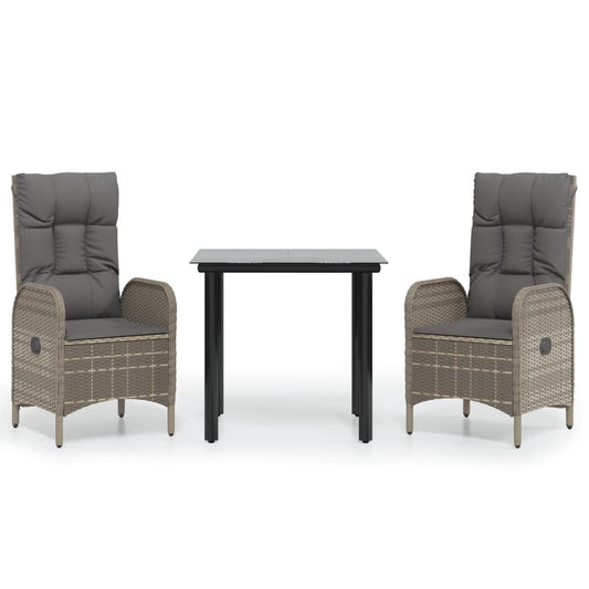 Garden Dining Set Black PE Rattan Standard Adjustable Armrests