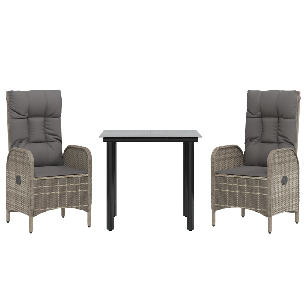 Garden Dining Set Black PE Rattan Standard Adjustable Armrests