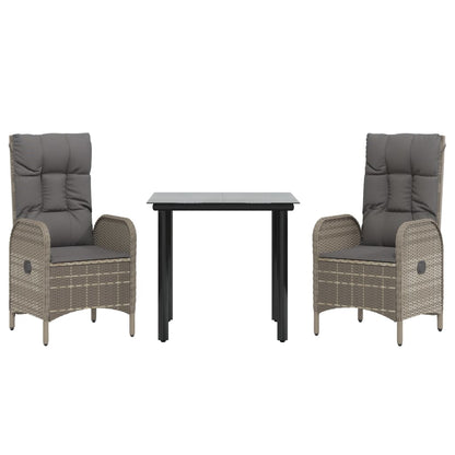 Garden Dining Set Black PE Rattan Standard Adjustable Armrests