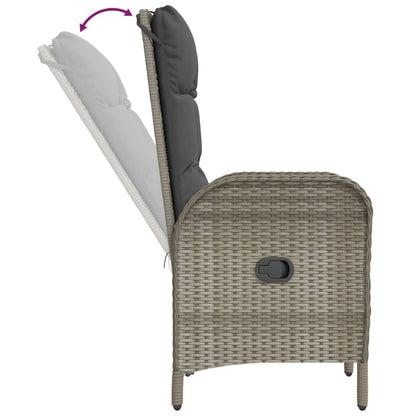 Garden Dining Set Black PE Rattan Standard Adjustable Armrests