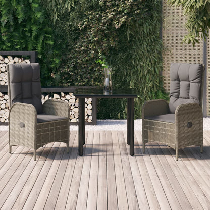 Garden Dining Set Black PE Rattan Standard Adjustable Armrests