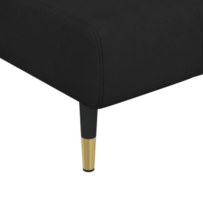 L-shaped Sofa Bed Black Velvet (100% polyester), wood, plywood