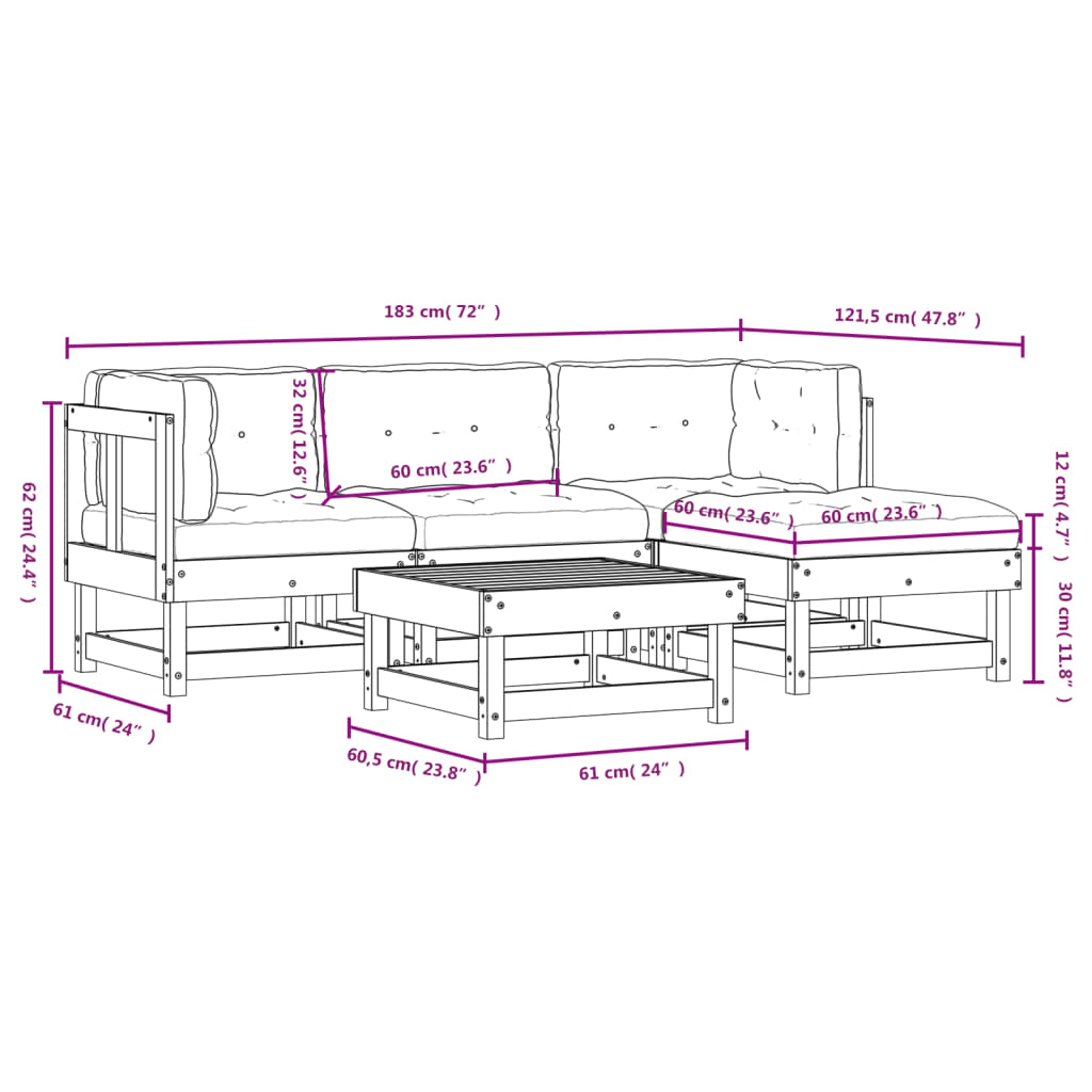 Garden Lounge Set Beige, natural wood