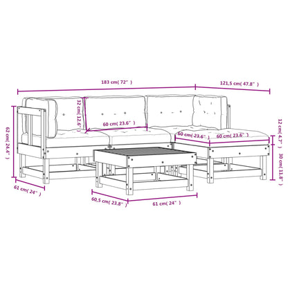 Garden Lounge Set Beige, natural wood
