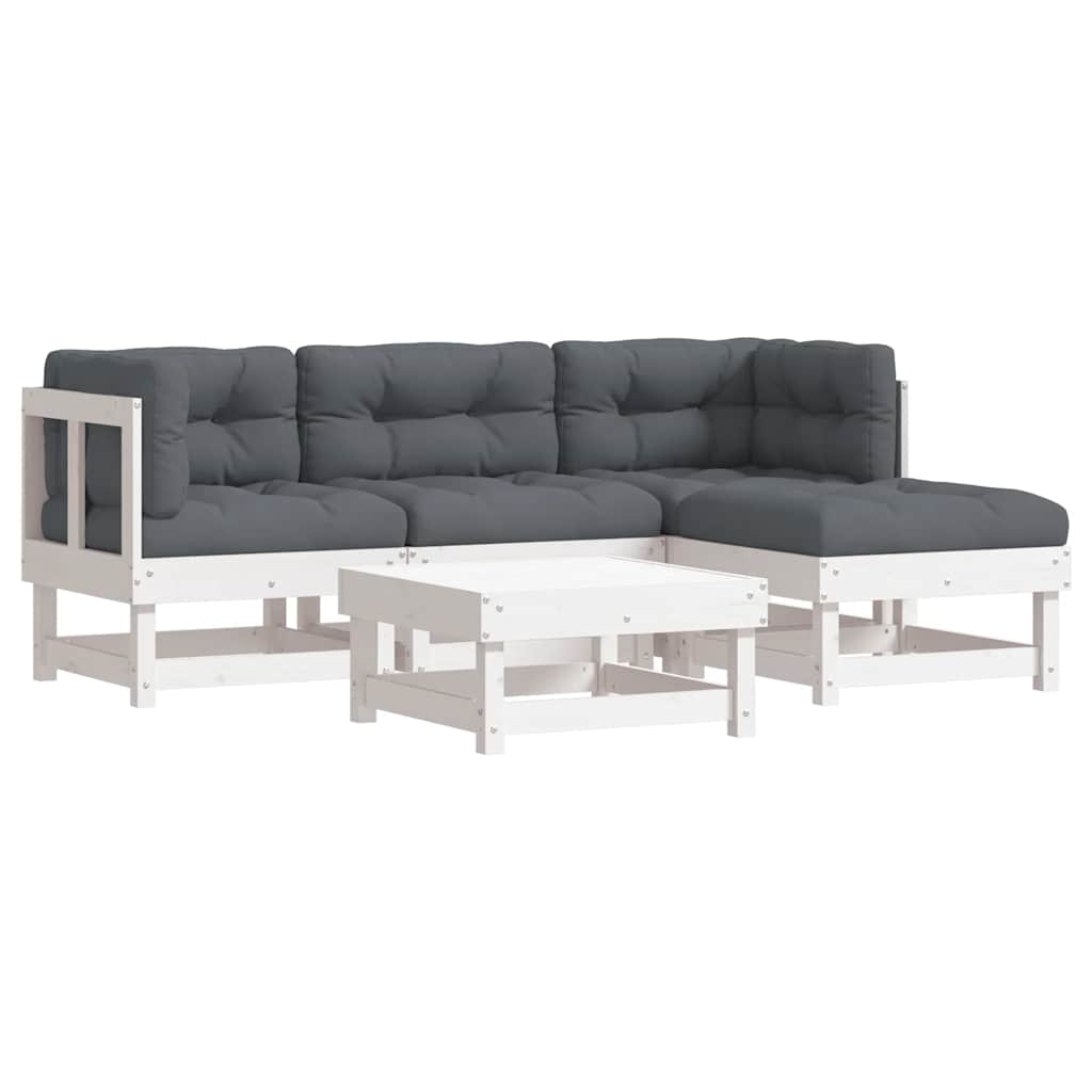 Garden Lounge Set White, Anthracite