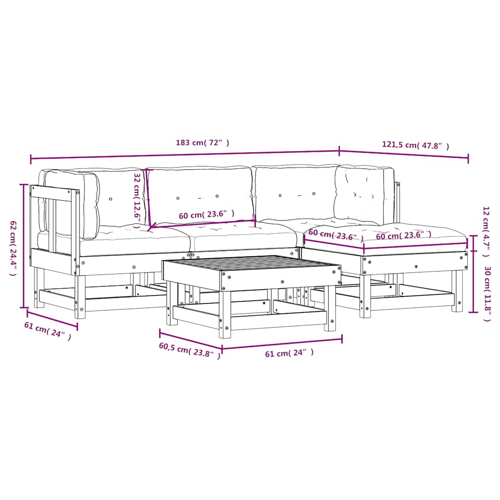 Garden Lounge Set White, Anthracite